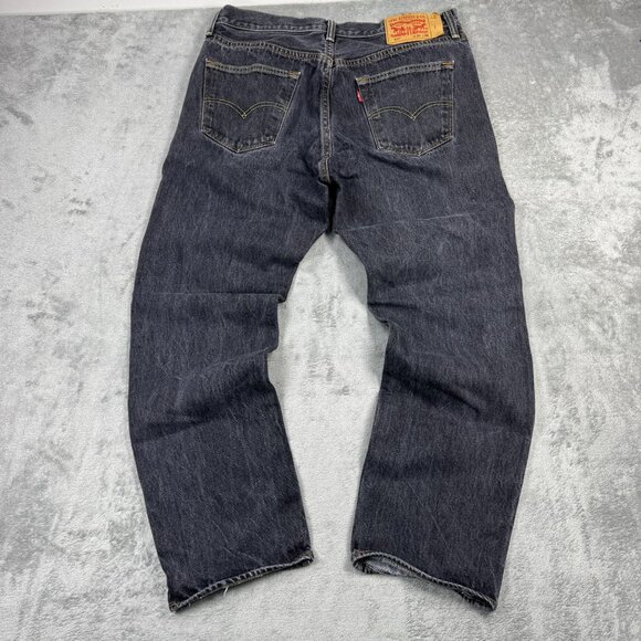 LEVIS 501xx Mens Regular Straight Leg Button Fly Denim Jeans Grunge Faded Black - Picture 1 of 8